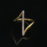 0.22 Ct. IGI Certified Natural Diamond 18k Yellow Gold Bar Ring For Women Gift - view 5