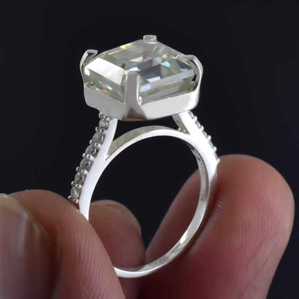 Certified 8.75ct VS1 White Moissanite Ring Jewellery for Christmas 18K Gold Plated Ve 18K Gold Plated