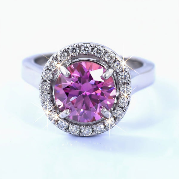 Certified 2.50ct VVS1 Pink Moissanite Ring Jewellery Birthday Gift 18K Gold Plated Ve 18K Gold Plated