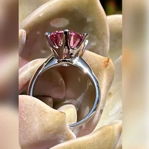 Certified 3ct VVS1 Shiny Pink Moissanite Ring in Jewellery for Love 18K Gold Plated V 18K Gold Plated