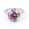 Certified 4.25ct VVS1 Round Pink Moissanite Ring Gift for Women 18K Gold Plated Ver 18K Gold Plated