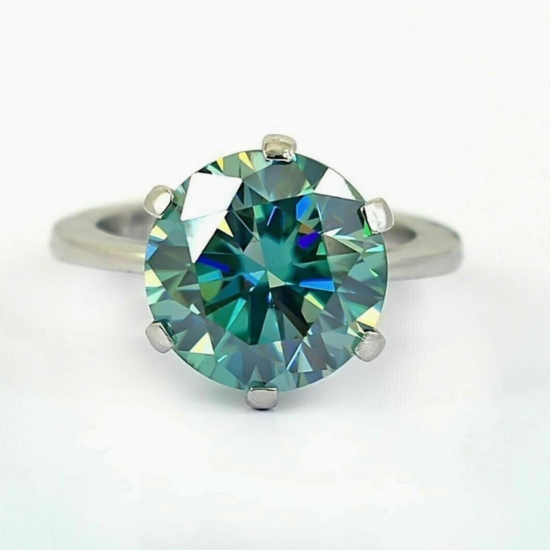 Certified 7.55ct VS1 Blue Moissanite Ring Fine Jewellery for Gift 18K Gold Plated Vermeil