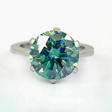Certified 7.55ct VS1 Blue Moissanite Ring Fine Jewellery for Gift 18K Gold Plated Vermeil