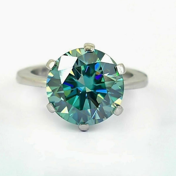 Certified 7.55ct VS1 Blue Moissanite Ring Fine Jewellery for Gift 18K Gold Plated Ver 18K Gold Plated