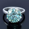 Certified 7.75ct VS1 Blue Moissanite Ring for Love Gift 18K Gold Plated