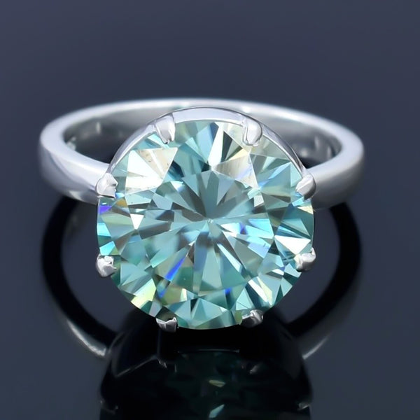Certified 7.75ct VS1 Blue Moissanite Ring for Love Gift 18K Gold Plated
