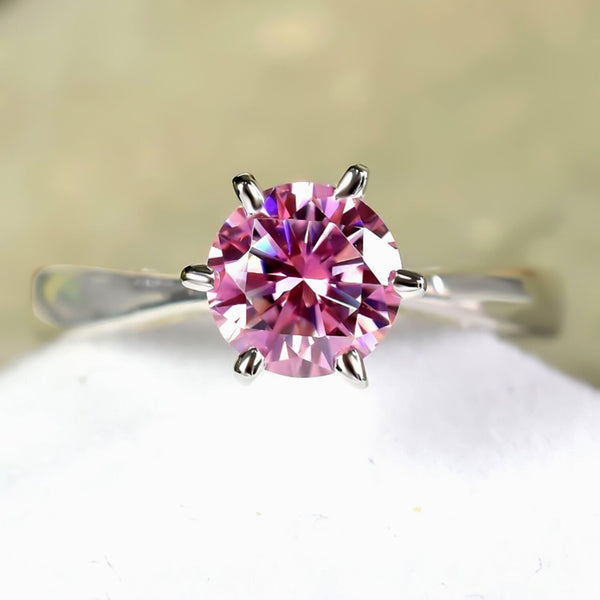 Certified 1.1ct VVS1 Pink Moissanite Ring Jewellery Gift for Women 18K Gold Plated Ve 18K Gold Plated