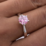 Certified 1.1ct VVS1 Pink Moissanite Ring Jewellery Gift for Women 18K Gold Plated Vermeil