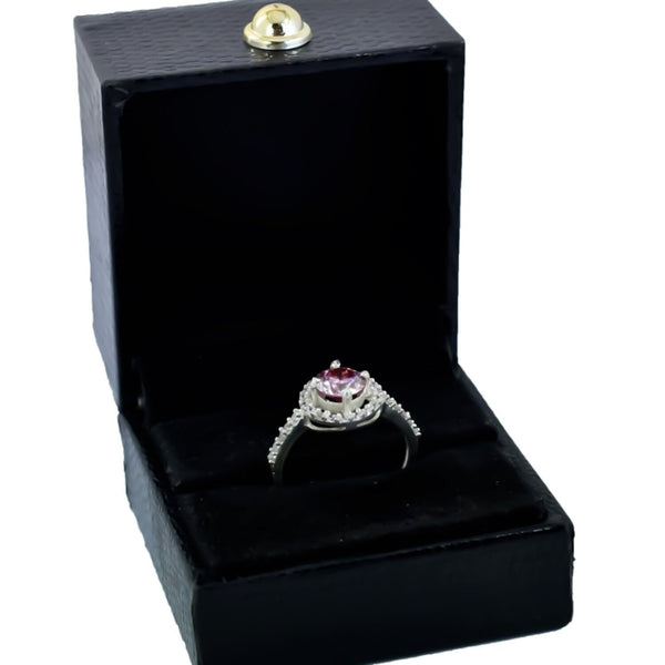 Certified 1.5ct VVS1 Pink Moissanite Solitaire Ring for Gift Use 18K Gold Plated Ve 18K Gold Plated
