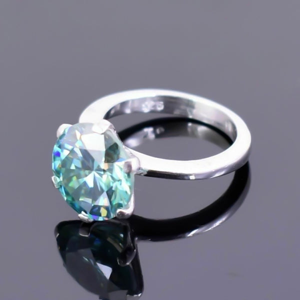 Certified 7.55ct VS1 Blue Moissanite Ring Fine Jewellery for Gift 18K Gold Plated Ver 18K Gold Plated