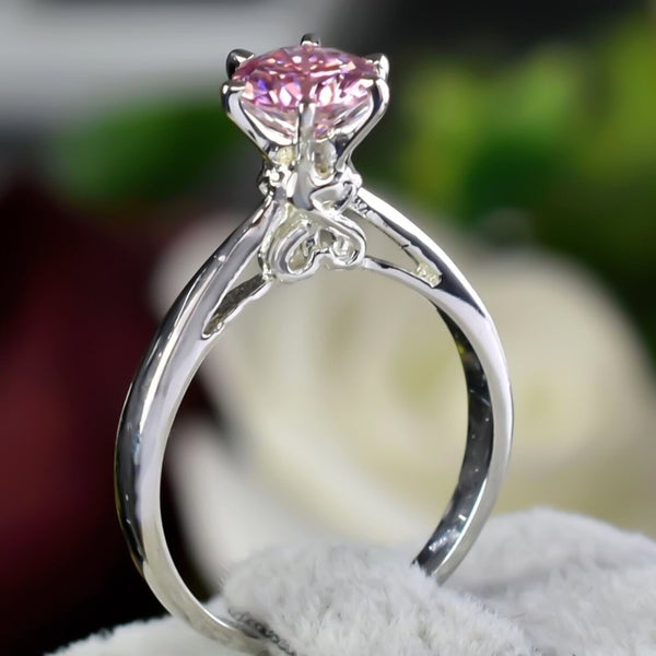 Certified 1.1ct VVS1 Pink Moissanite Ring Jewellery Gift for Women 18K Gold Plated Ve 18K Gold Plated