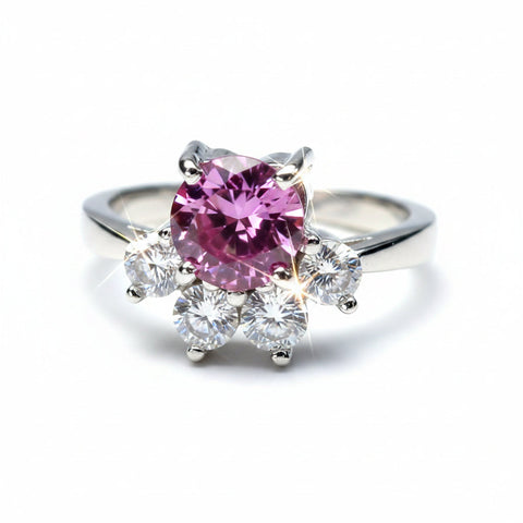 Certified 1.50ct VVS1 Pink Moissanite Ring Birthday Gift Jewellery 18K Gold Plated Ve 18K Gold Plated