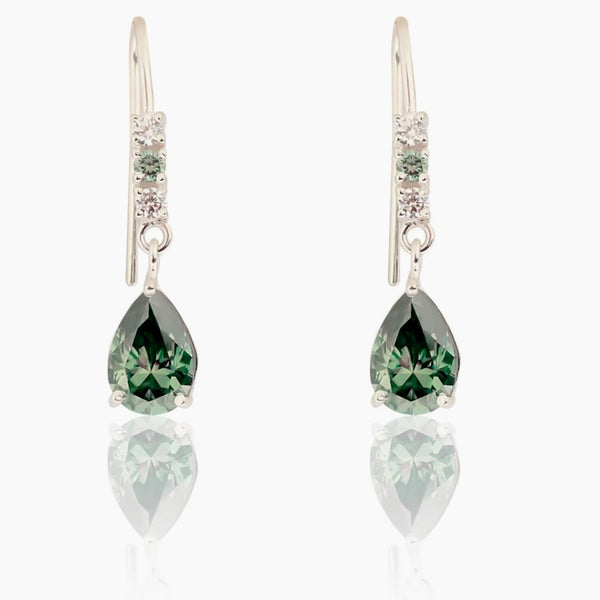 6.00 ct DEW Certified Blue Moissanite Earrings with Shine and Luster Gold Vermeil