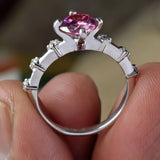 Certified 1.3ct Natural VVS1 Pink Moissanite Ring For Anniversary in 18K Gold Plated