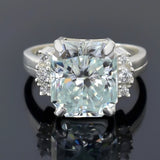 Certified Natural 4.45ct VS1 Radiant White Moissanite Ring Fine Jewellery 18K Gold Plated