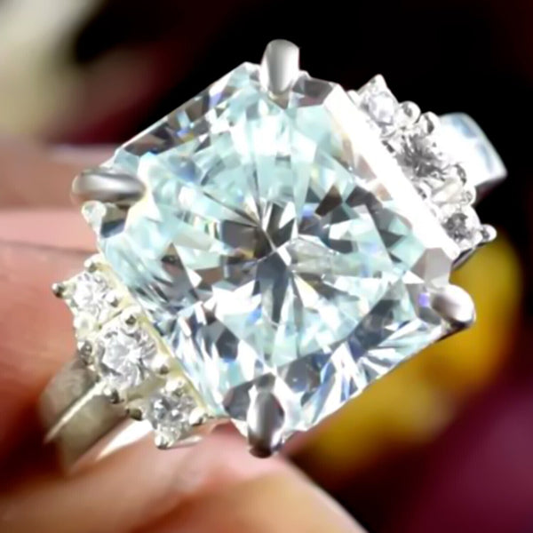 Certified Natural 4.45ct VS1 Radiant White Moissanite Ring Fine Jewellery 18K Gold Plated
