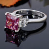 Certified 2ct Natural VVS1 Princess Pink Moissanite Solitaire Ring in 18K Gold Plat 18K Gold Plated