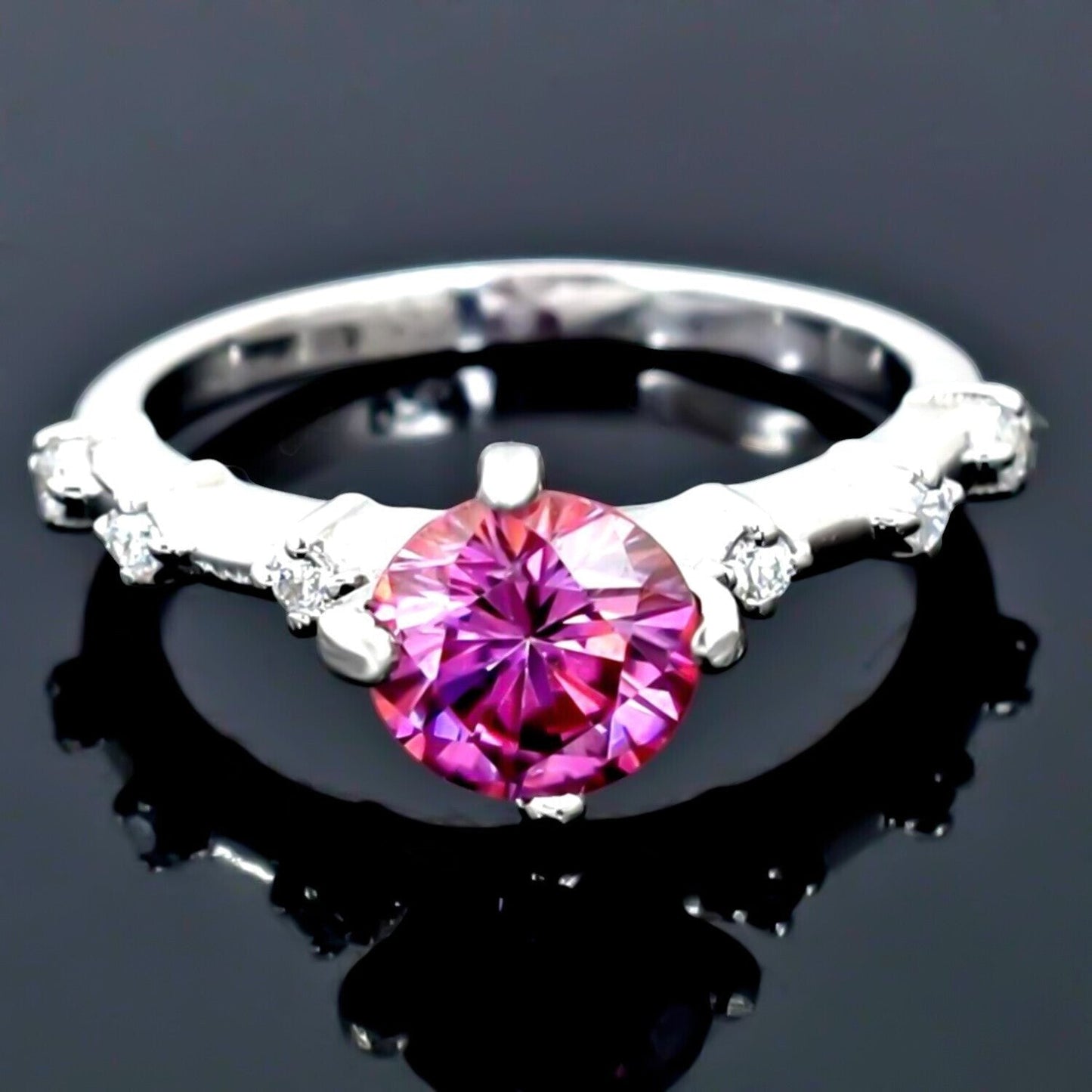 Certified 1.3ct Natural VVS1 Pink Moissanite Ring For Anniversary in 18K Gold Plate 18K Gold Plated