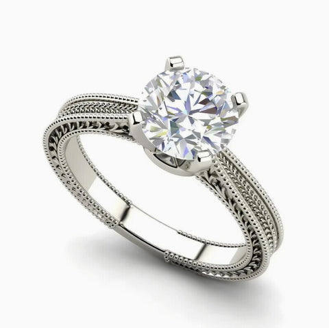 Certified 3ct Natural VVS2 F Moissanite Ring for Gift in Solid 18K Gold Plated Verm 18K Gold Plated