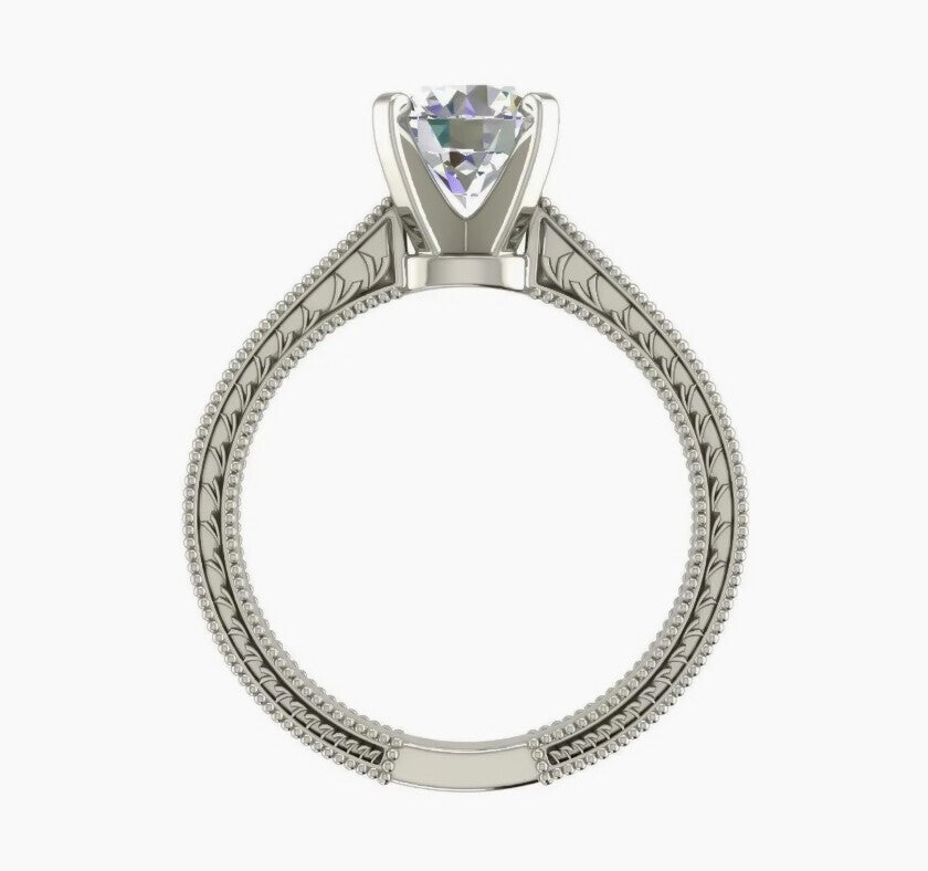 Certified 3ct Natural VVS2 F Moissanite Ring for Gift in Solid 18K Gold Plated Vermeil