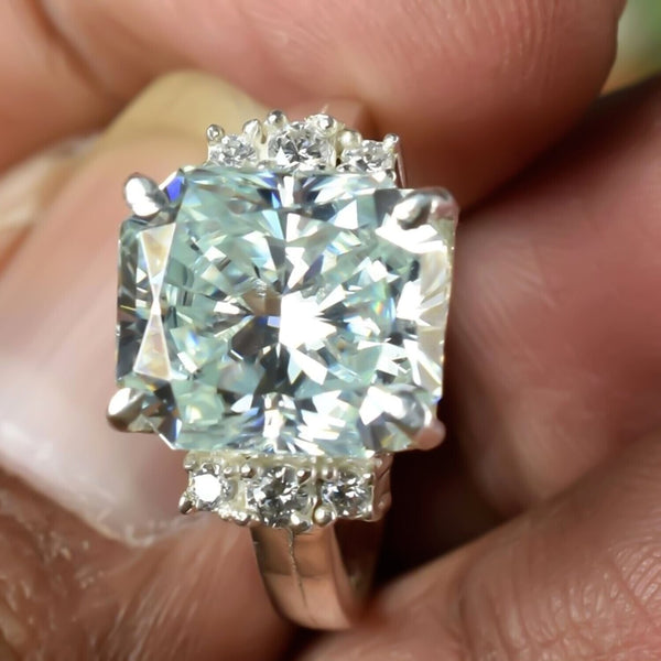 Certified Natural 4.45ct VS1 Radiant White Moissanite Ring Fine Jewellery 18K Gold Plated