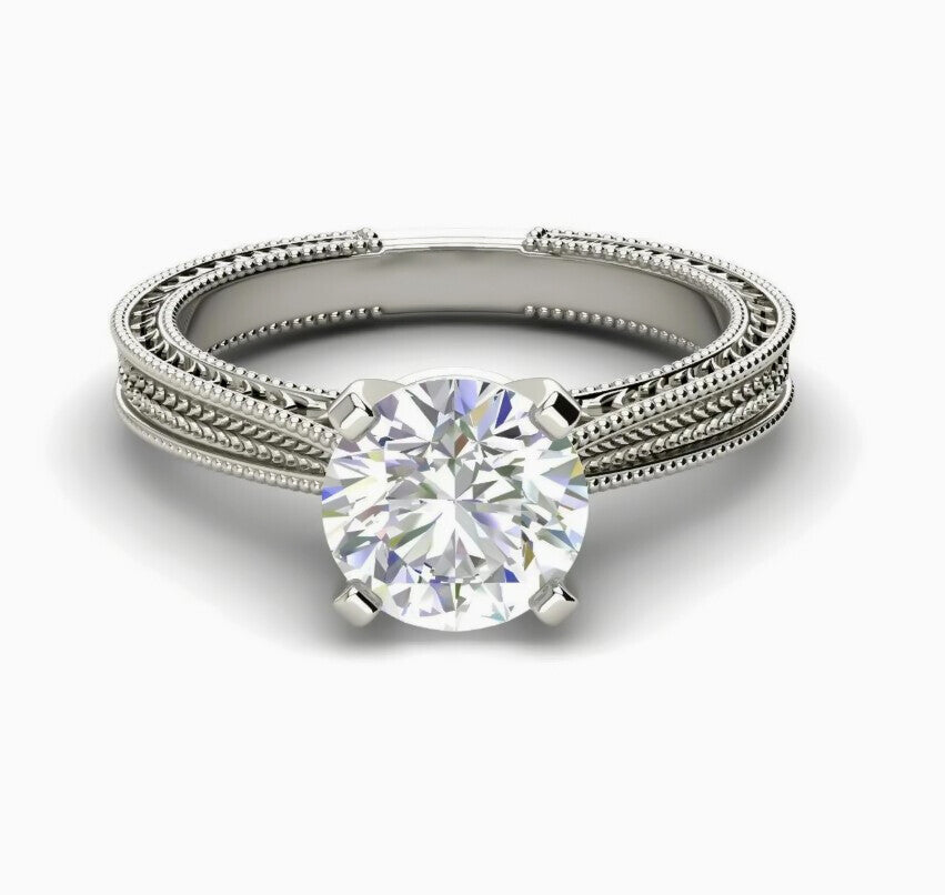 Certified 3ct Natural VVS2 F Moissanite Ring for Gift in Solid 18K Gold Plated Vermeil