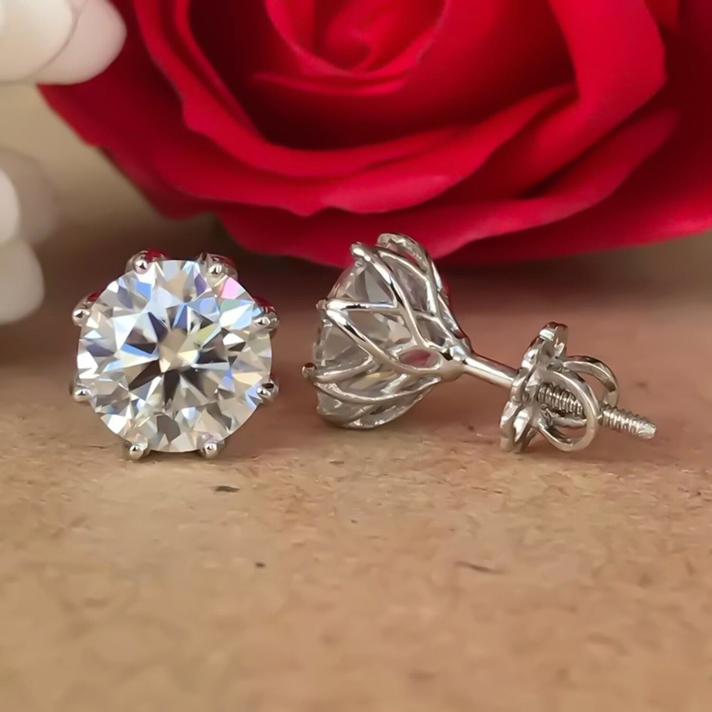 12 ct DEW Certified F VS1 Moissanite Earrings In Vermeil 925 Silver For Women