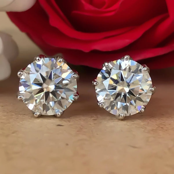 12 ct DEW Certified F VS1 Moissanite Earrings In Vermeil 925 Silver For Women