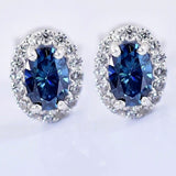 2.00 Ct Certified Blue Moissanite Stud Earrings in Gold Vermeil For Women - GEMHUB