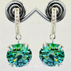 15 Ct Certified Blue Moissanite Dangler Earrings Gold Vermeil For Birthday - GEMHUB