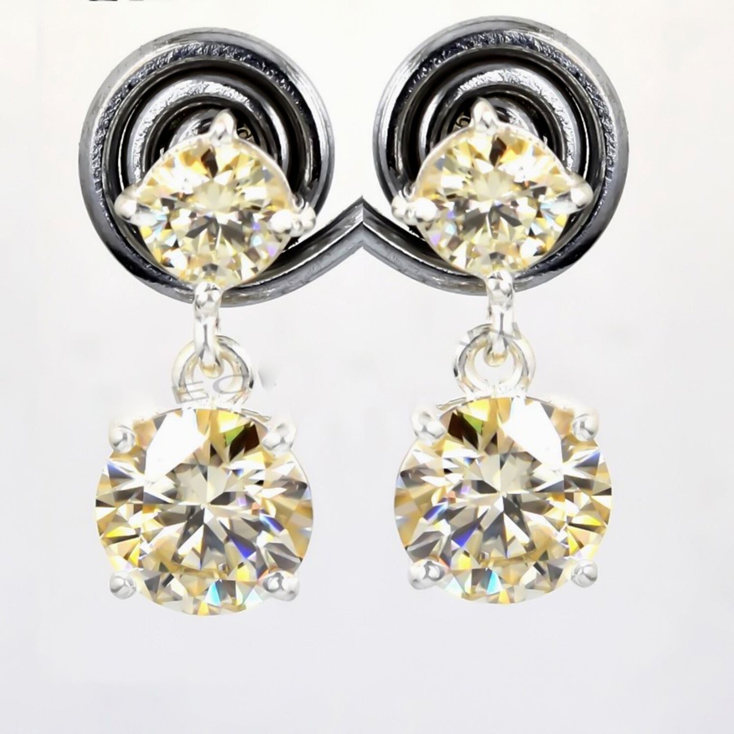 7.00 Ct Certified Champagne Moissanite Earrings in Gold Vermeil For Wedding - GEMHUB