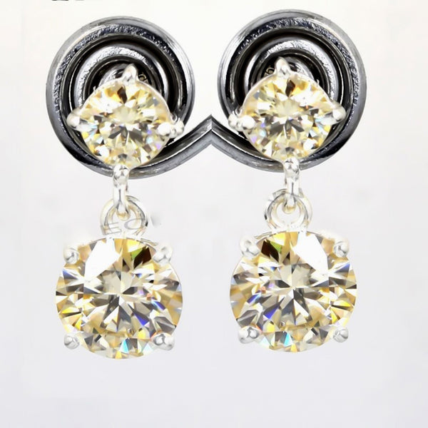 7.00 Ct Certified Champagne Moissanite Earrings in Gold Vermeil For Wedding - GEMHUB