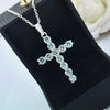 3.00 Ct Certified Round Cut Blue Moissanite Cross Vermeil 925 Silver Pendant - View 4 - GEMHUB