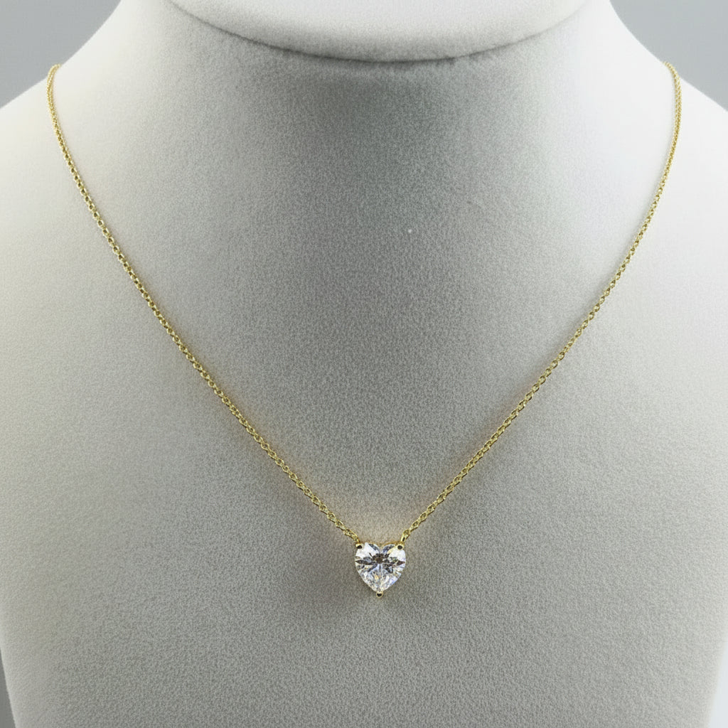 2 Ct Heart Shaped White Moissanite Designer Pendant In 18K Gold Plated