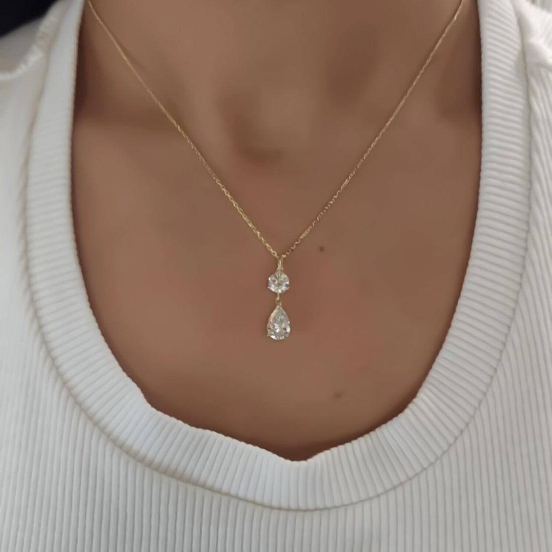 Beautiful 3Ct Certified Round Cut White Moissanite Pendant In 18K Gold Plated Vermeil