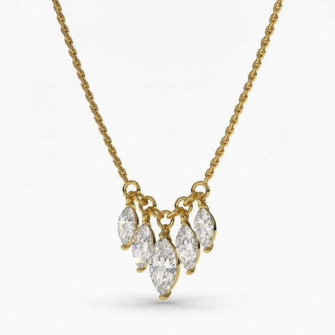 3Ct Certified Marquise Cut White Moissanite Solitaire Pendant 18K Gold Plated Verme 18K Gold Plated