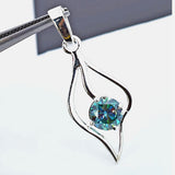Stunning 1.40 Ct Certified Blue Moissanite Pendant In Gold Vermeil - View 2 - GEMHUB