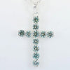 3.00 Ct Certified Round Cut Blue Moissanite Cross Vermeil 925 Silver Pendant - GEMHUB