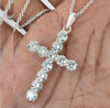 11 Ct Certified White Moissanite Cross Pendant In Vermeil 925 Silver For Love - GEMHUB