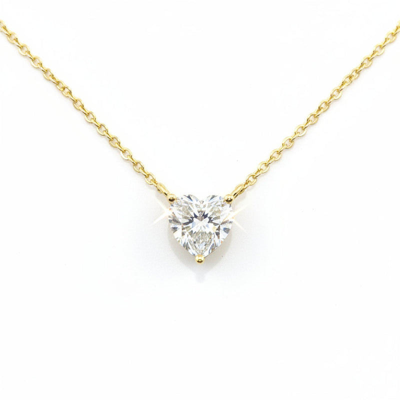 2 Ct Heart Shaped White Moissanite Designer Pendant In 18K Gold Plated