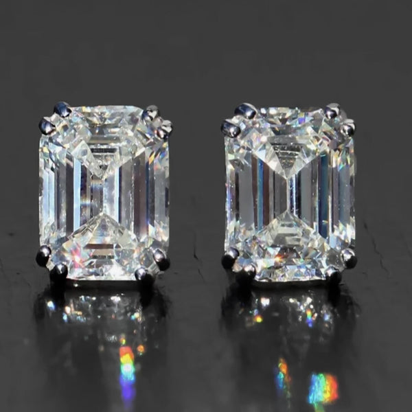 5.00 ct DEW White Moissanite Solitaire Studs In Gold Vermeil For Girls