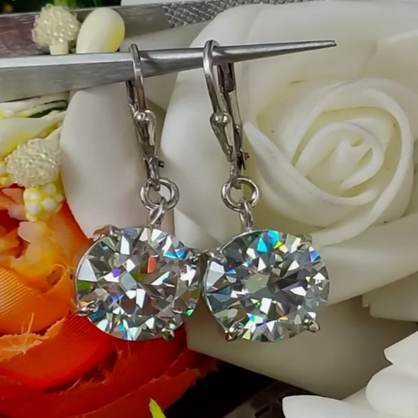 7.3 Ct White Moissanite Solitaire Dangler Earrings In Gold Vermeil - GEMHUB