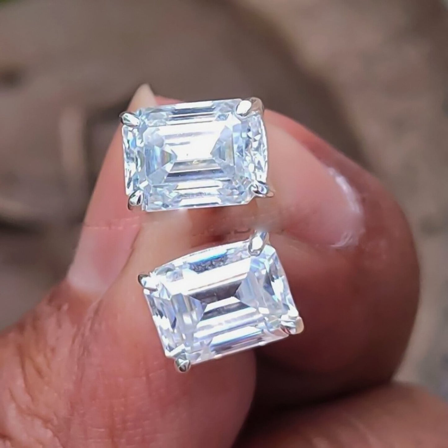 5.00 ct DEW White Moissanite Solitaire Studs In Gold Vermeil For Birthday