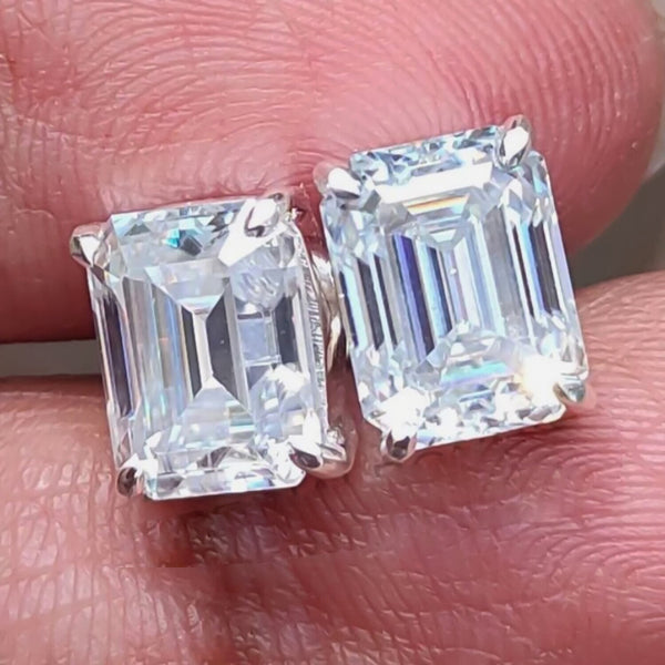 5.00 Ct White Moissanite Solitaire Studs In Gold Vermeil For Birthday - GEMHUB