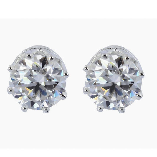 5.00 Ct Certified White Moissanite Solitaire Studs In Gold Vermeil - GEMHUB