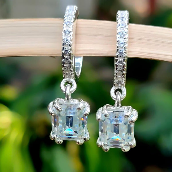 5Ct White Moissanite Solitaire Earrings With Accents In Gold Vermeil - GEMHUB
