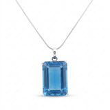 GEMHUB Blue Topaz Emerald 120 Ct natural gemstone pendant in 925 sterling silver