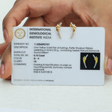 IGI Certified Stud Earrings in 18K Yellow Gold with Natural Diamond 0.10 Ct. - view 4