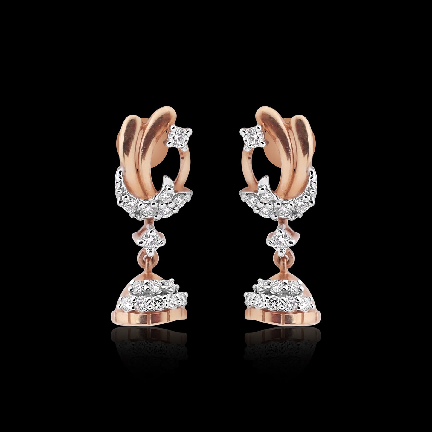 IGI Certified 0.42 Ct Diamond Stud Earrings 18k Gold Tops For Jewellery