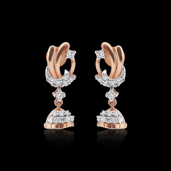 IGI Certified 0.42 Ct Diamond Stud Earrings 18k Gold Tops For Jewellery